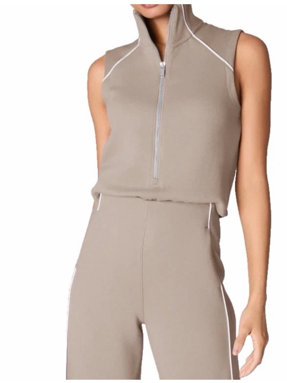 SPANX AirEssentials Pique
Sleeveless Mockneck Jumpsuit in Beige Ashwood - Picture 4 of 9